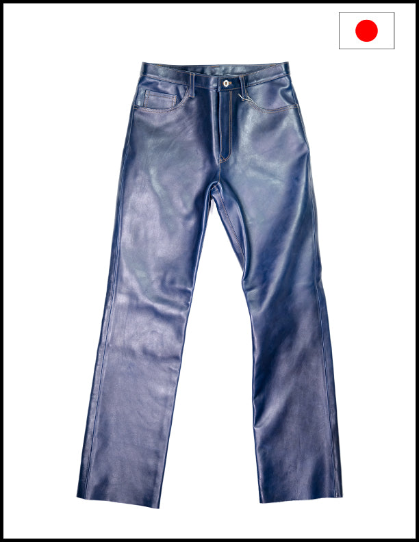 Y'2 Leather X The Shop Indigo Dyed Horsehide Leather Pants - The