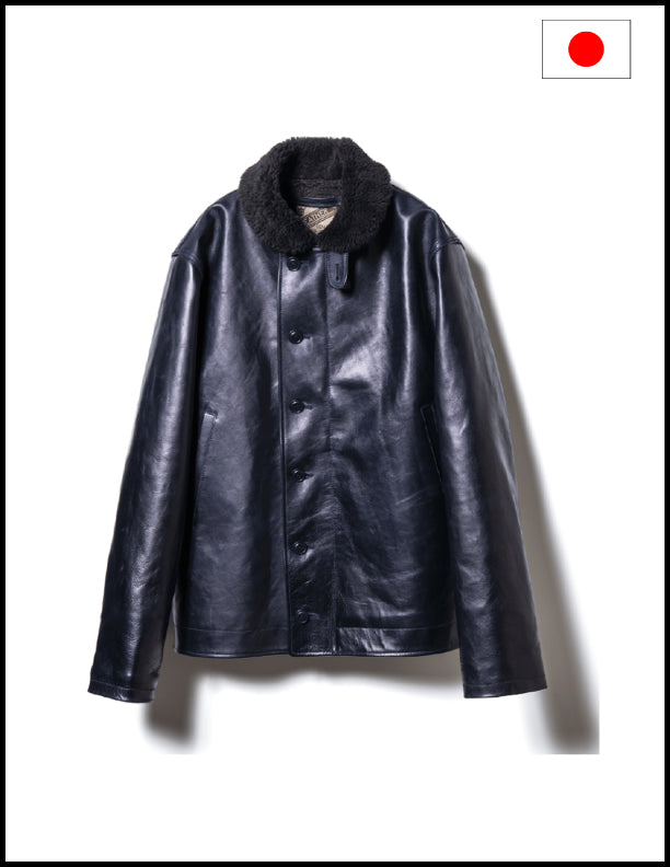 Y&#39;2 Leather 1.3mm Indigo Horse hide N-1 Deck Jacket