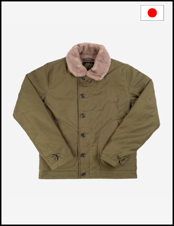 Iron Heart IHM-35-ODG Alpaca Lined Whipcord N1 Deck Jacket - Olive
