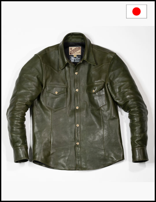 The Shop Vancouver Henry Olive Eco Horse Hide Western Shirt ES-13