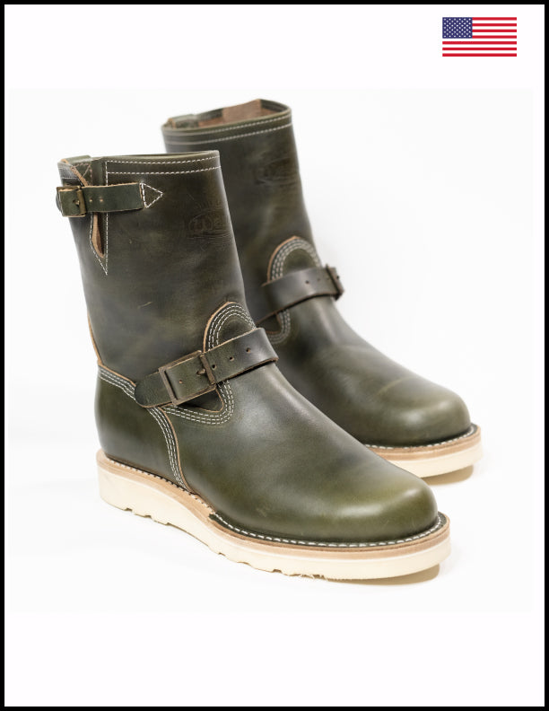 Wesco Boots X The Shop Short Stack Olive Boss Engineer Boot