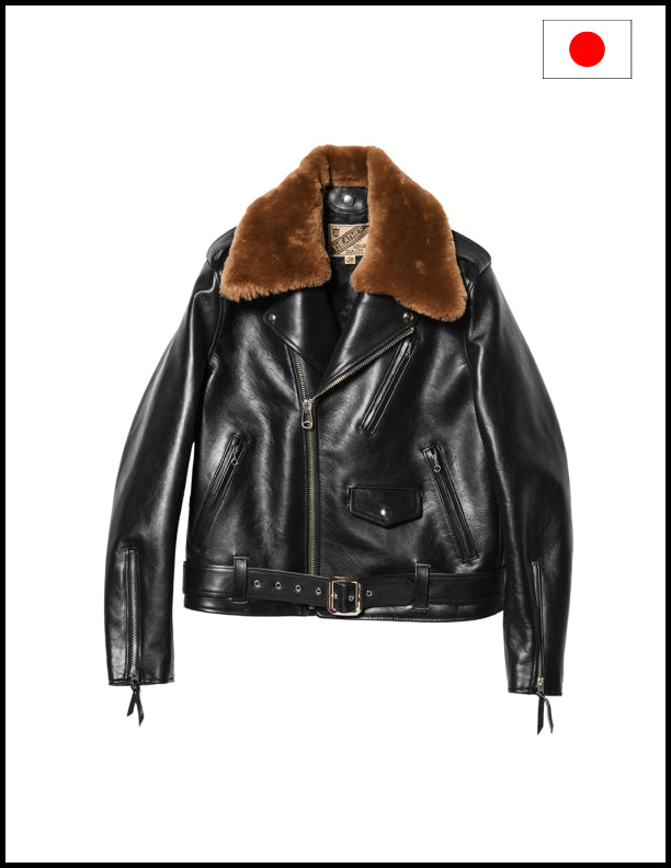 Y'2LEATHER SUMI DYED HORSE Y2レザー　38 Y'2 Leather SHR-58 Sumi Dyed Double Riders Jacket - The Shop Vancouver